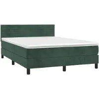 Syfax Boxspringbett mit Matratze Dunkelgrün 140x190 cm Samt