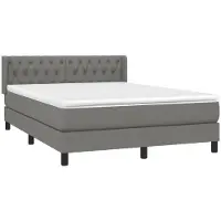 Syfax Boxspringbett, erholsamer Schlaf, Taschenfederkernmatratze, höhenverstellbares Kopfteil, Stoff Dunkelgrau, 140x200 cm