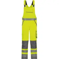 Dassy Malmedy Warnschutz Latzhose mit Kniepolstertaschen - neongelb/zementgrau - 50+5cm