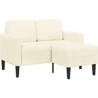 vidaXL 2-Sitzer-Sofa mit Chaiselongue L-Form Creme 125 cm Leinen