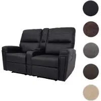 Mendler 2er Kinosessel HWC-K17, Relaxsessel Fernsehsessel Sofa, Nosagfederung Getränkehalter Fach Kunstleder schwarz