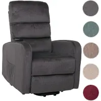 Mendler Fernsehsessel HWC-K62, Sessel Relaxsessel TV-Sessel, Liegefunktion Aufstehhilfe elektrisch, Metall Chenille dunkelgrau