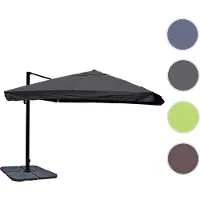 Mendler Gastronomie-Ampelschirm HWC-A96, Sonnenschirm, 3x3m (Ø4,24m) Polyester/Alu 23kg Flap, anthrazit mit Ständer, drehbar