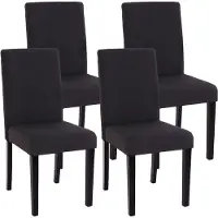 Mendler 4er-Set Esszimmerstuhl Stuhl Küchenstuhl Littau Textil, schwarz, dunkle Beine