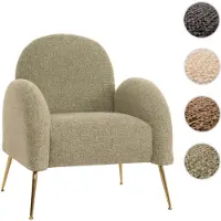 Mendler Lounge-Sessel HWC-N69, Cocktailsessel Sessel, Retro Nosagfederung Stoff/Textil Chenille hellgrün