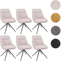 Mendler 6er-Set Esszimmerstuhl HWC-M65, Küchenstuhl Lehnstuhl Stuhl, drehbar Auto-Position Metall Stoff/Textil creme-beige