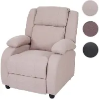 Mendler Fernsehsessel Lincoln, Relaxsessel Liege Sessel, Stoff/Textil creme-grau