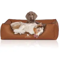 Knuffelwuff Hundebett Henderson aus marmoriertem Kunstleder XL 105 x 75cm Rusty
