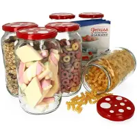 MamboCat 6er Set Rundglas 1062 ml To 82 Fliegenpilz Deckel incl. Diamant Gelierzauber Rezeptheft