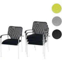 Mendler 4er-Set Besucherstuhl Tulsa, Konferenzstuhl stapelbar, Stoff/Textil ~ Sitz schwarz, Rückenfläche schwarz