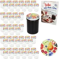MamboCat 50er Set Sturzglas 230ml HOCH Einmachglas TO66 Comic-Obst Deckel Rezept-Heft