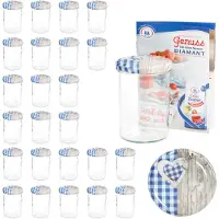 MamboCat 25 Sturzgläser 435 ml Deckel Herz Holz blaukariert Einmachglas Einweckglas Glas