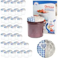 MamboCat 50 Sturzgläser 350 ml Deckel Herz Holz blaukariert Einmachglas Einweckglas Glas