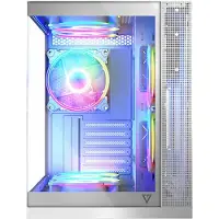 Modecom Volcano Panorama Apex ARGB 5F, Weiß, Midi Tower, PC-Gehäuse für ATX, 5 vorinstallierte Lüfter, Panorama-Glasfenster, 5 ARGB-Lüfter inclusieve