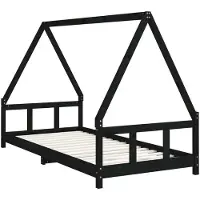 Syfax Kinderbett Schwarz 90x200 cm Massivholz Kiefer
