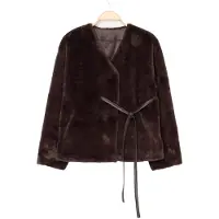 Trendyol Teddyjacke in Dunkelbraun - XS