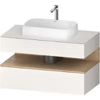 Duravit Collection One Konsolenwaschtischunterbau, 1 Auszug, 1 Schubkasten, Ausschnitt mittig, 1000x550x600mm, Nische Eiche Natur, QA4731030840010, Farbe: Weiß Supermatt/mit Nischenbeleuchtung
