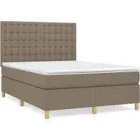 Syfax Boxspringbett mit Matratze Taupe 140x200 cm Stoff