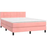 Syfax Boxspringbett mit Matratze Rosa 140x190 cm Samt