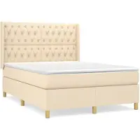 Syfax Boxspringbett mit Matratze Creme 140x190 cm Stoff