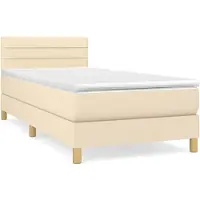 Syfax Boxspringbett mit Matratze Creme 100x200 cm Stoff
