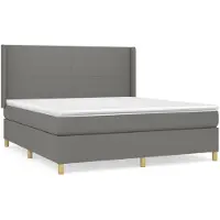 Syfax Boxspringbett mit Matratze Dunkelgrau 160x200 cm Stoff