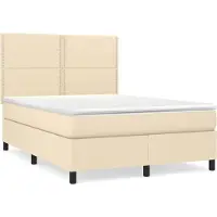 Syfax Boxspringbett mit Matratze Creme 140x190 cm Stoff