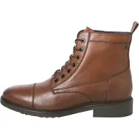 Jack & Jones 12280227_409_42, Stiefel, Braun, Cognac, Mandelspitze, Schnürverschluss, Reißverschluss, Gummi
