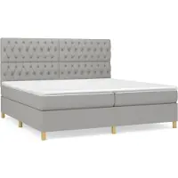 Syfax Boxspringbett mit Matratze Hellgrau 200x200 cm Stoff