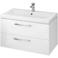 Cersanit | Badezimmerschrank - Lara Como 80 Set - mit Waschbecken - 79,4 X 45,2 X 44,2 Cm - Softclose - Weiße Hochglanz - Badezimmermöbel
