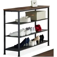 TecTake Schuhregal Portsmouth 100x30,5x72,5cm 100 x 30,5 x 72,5 cm Industrial Holz Dunkel, Rustikal