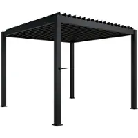 Juskys Lamellendach Tahiti 3x3 m - Stahl Pergola stabil & wetterfest - Anthrazit