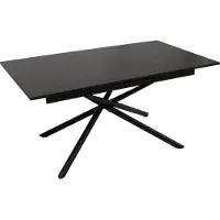 Mendler Esszimmertisch MCW-O57, Ausziehtisch Esstisch, Eisen MDF ausziehbar 160-200x90cm Stein-Optik schwarz