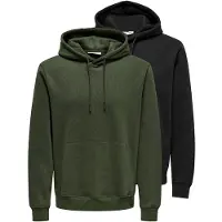 Only & Sons Sweatshirt / Hoodie Connor in Schwarz / dunkelgrün | Gr.: S