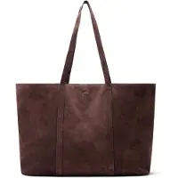 Manfield Dunkelbrauner Veloursleder-Shopper | Größe Onesize
