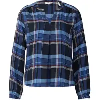 s.Oliver Bluse Karo-Bluse mit Faltendetail und elastischen Ärmelbündchen