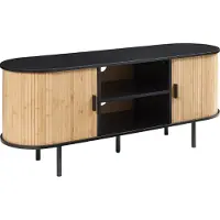 En.casa Fernsehschrank 'Tvedestrand' mit 2 Türen 140 x 40 x 55 cm Bambus Schwarz / Natur