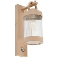 LINDBY Außenwandleuchte Yrene, 20 cm, beige, Sensor, Riffle