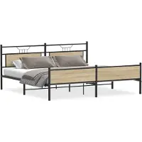 vidaXL Metallbett ohne Matratze Sonoma-Eiche 193x201 cm