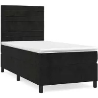 Syfax Boxspringbett mit Matratze Schwarz 90x190 cm Samt