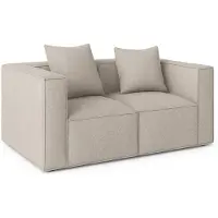 Ebuy24 Box 2-Sitzer Sofa, 2 Dekokissen hellgrau.