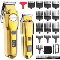 Hatteker Haarschneidemaschine Kit für Herren Bartschneider IPX7 Wasserdichte Haarschneider T-Klinge Professioneller USB Wiederaufladbar(SILBER)