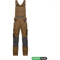 Dassy Tronix Latzhose mit Stretch und Kniepolstertaschen - lehmbraun/anthrazitgrau - 52+5cm