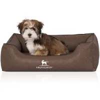Knuffelwuff Hundebett Henderson Kunstleder M-L 85 x 63cm Braun