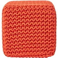 Homescapes STRICK-POUF orange, Sitzwürfel 35/35/35 cm