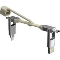 Rolling Square inCharge XS - 4-in-1-Schlüsselanhängerkabel | 240W Schnellladung | USB-C & Lightning | Kompakt & Langlebig