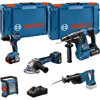 Bosch Combo Kit 18V-Set mit 5 Werkzeugen: GSB + GBH + GWS + GSA + GLI + 3 x Akku - 0615A5007S