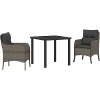 vidaXL Garten Essgruppe 3 Stk. Grau Poly-Rattan