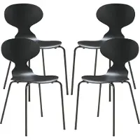 En.casa Esszimmerstuhl ‘Kil’ 4er Set Küchenstühle 80 x 47 x 48 cm Holz Metallgestell Schwarz