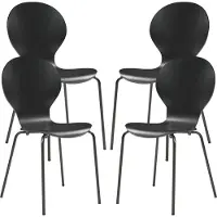 En.casa Esszimmerstuhl ‘Etne’ 4er Set Holz Metall 85 x 48 x 50 cm Schwarz